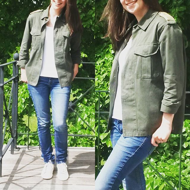 Me Made May 2016, tshirt plantain Deer and Doe et veste militaire customisée