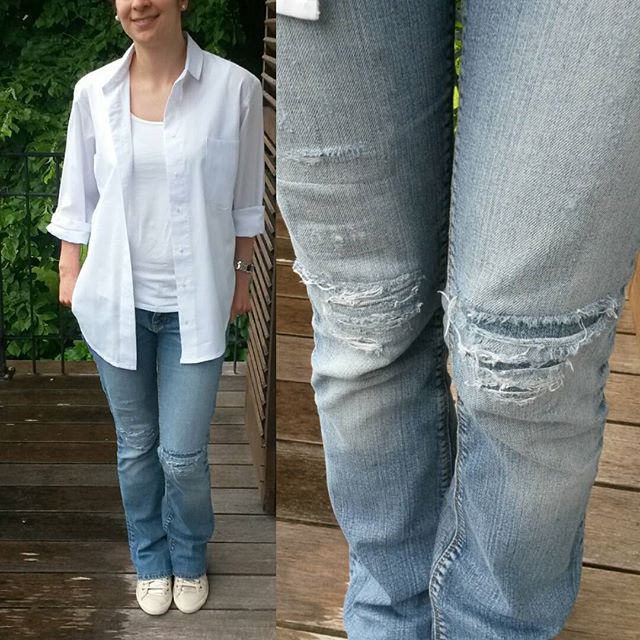 Me Made May 2016, chemise boyish burda et jeans destroy