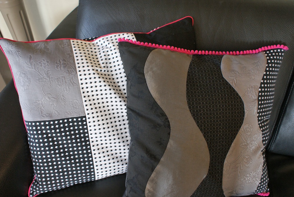 Housses de coussin patchwork par Laissons Lucie Faire (tuto gratuit)