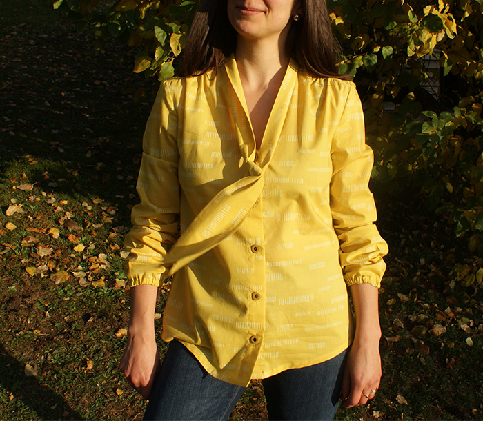 Chemise cravate 70's Dressing Chic en batiste de coton Dash Lime Atelier Brunette, par Laissons Lucie Faire